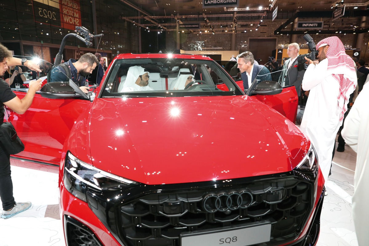 Qatar Tourism Chairman H E Akber Al Baker sits in the new Audi SQ8 after its unveiling at the Geneva International Motor Show Qatar.  PIC: Salim Matramkot/The Peninsula 