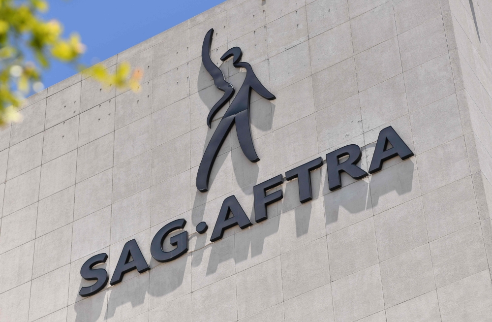 The SAG-AFTRA building, home to the US labor union that represents film and television actors, singers, and other performers, is seen in Los Angeles, California, on July 13, 2023. Photo by Chris Delmas / AFP