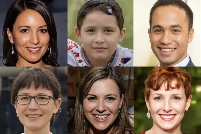Sample of 'AI faces' created by ThisPersonDoesNotExist.com