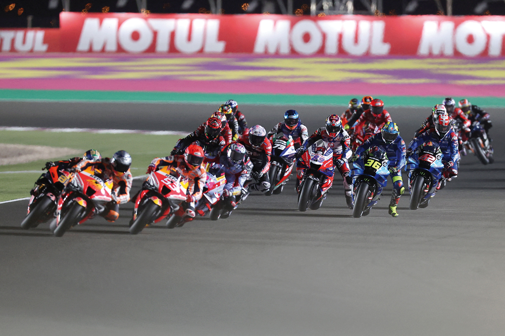 Riders compete during the MotoGP Grand Prix of Qatar at the Lusail International Circuit, in this March 6, 2022 file photo. AFP