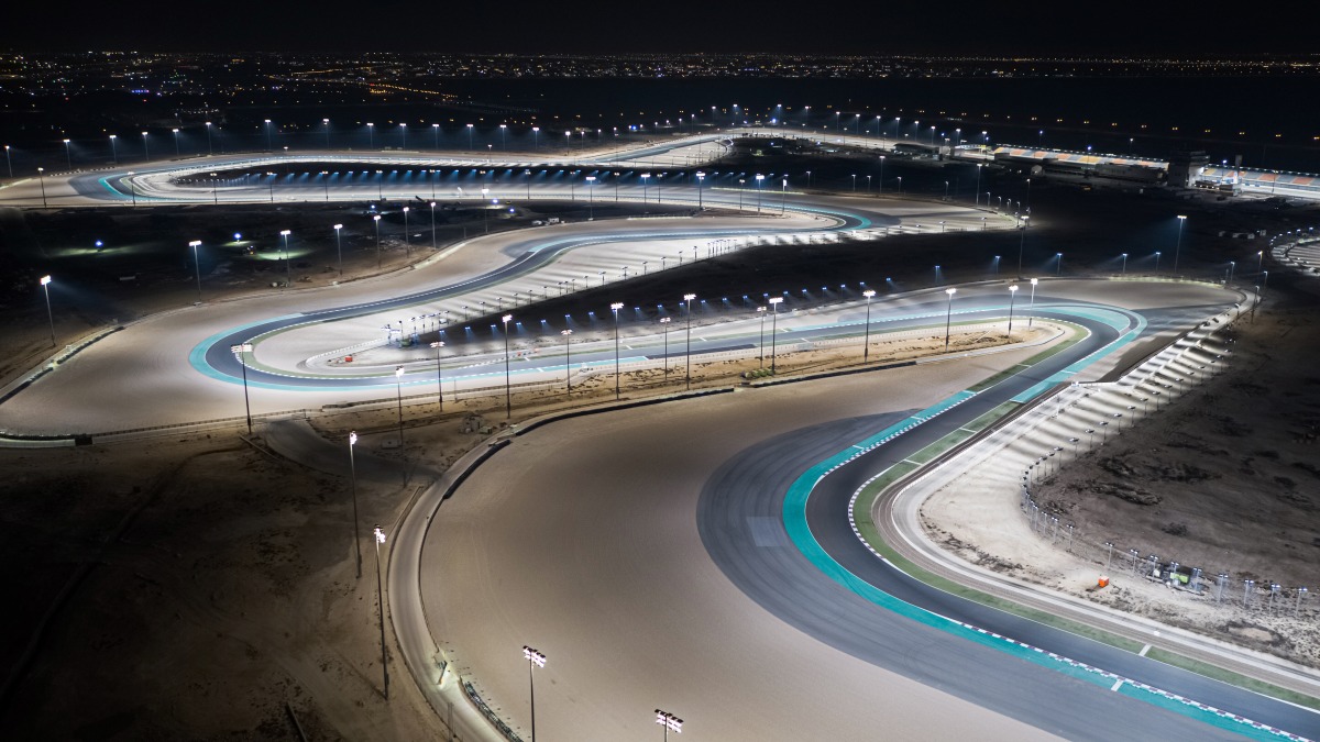 A night view of Lusail International Circuit.

