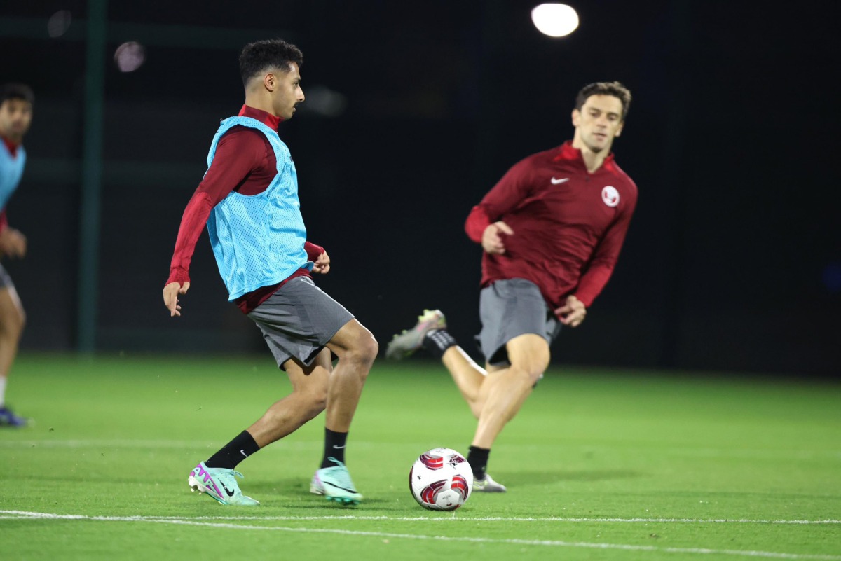 Qatar players in action during a training session. 