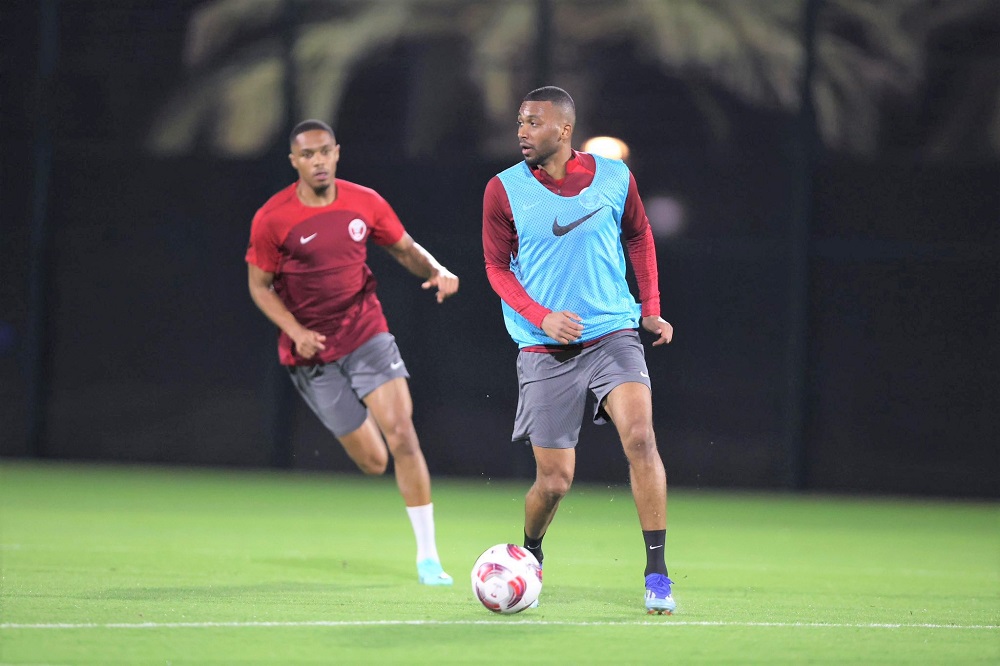 Qatar players in action during a training session. 