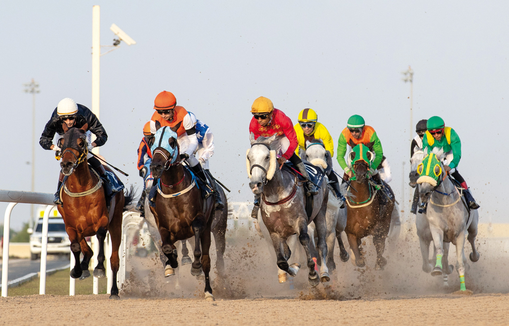 Action during the Ninth Al Uqda Race Meeting, yesterday. Pictures: Juhaim/QREC