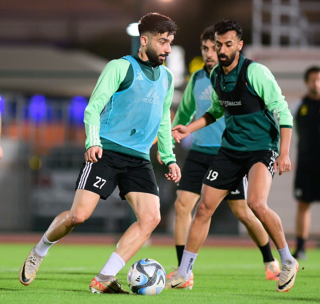 Al Arabi players take part in training session ahead of their Ooredoo Cup semi-final clash.