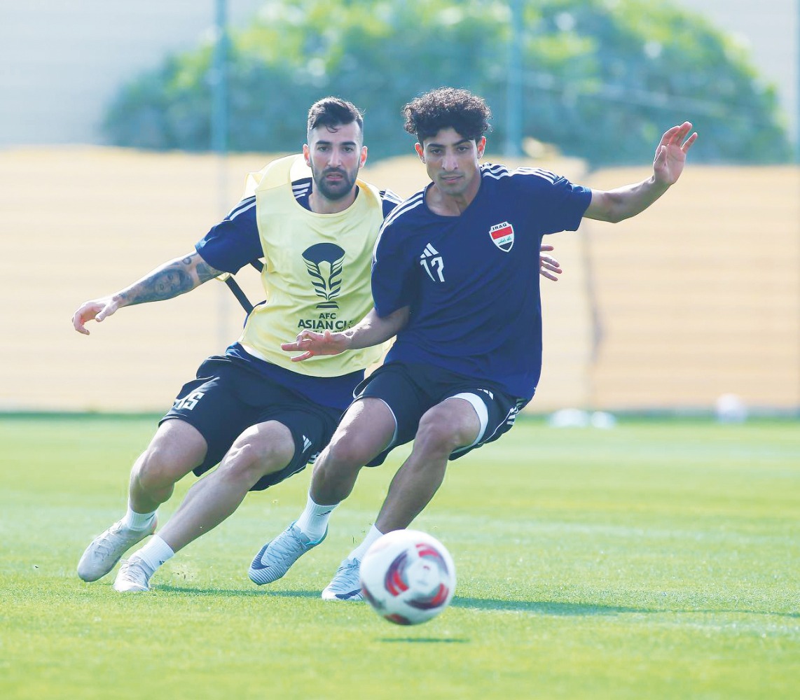 Iraq players during a training session.