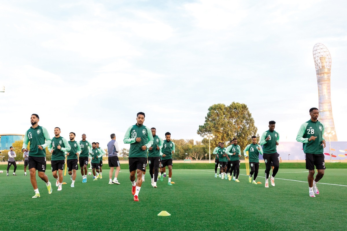 Saudi Arabia players during a training session.