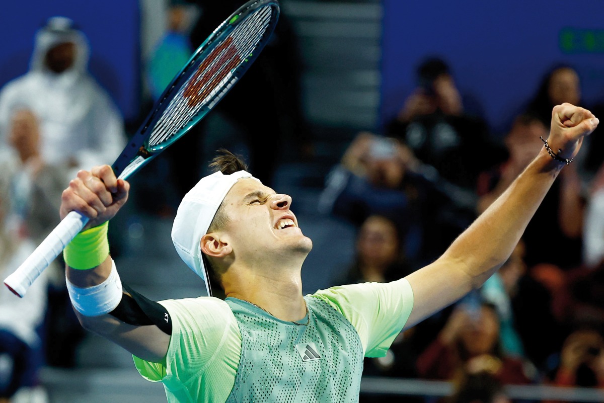 Czech Republic’s Jakub Mensik celebrates after defeating Britain’s Andy Murray. AFP