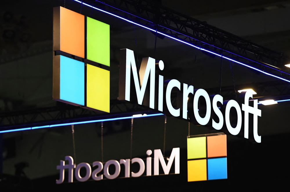 File photo: The logo of Microsoft US multinational technology corporation is seen on the opening day of the Integrated Systems Europe (ISE) audiovisual and systems integration exhibition in Barcelona on January 31, 2023. (Photo by Pau Barrena / AFP)

