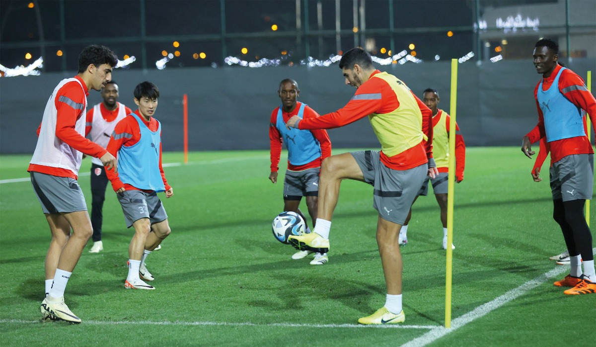 Al Duhail players during a training session.  