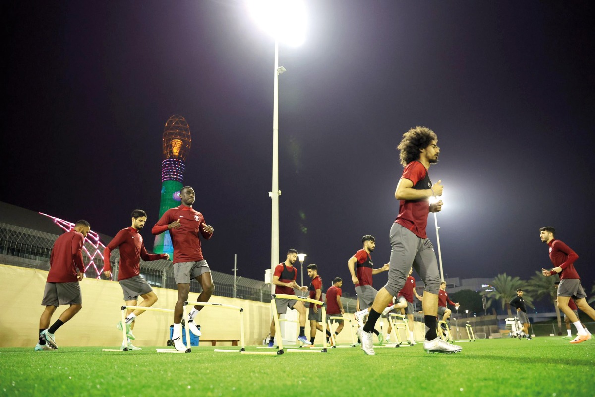 Qatar players during a training session as they prepare for game against Kuwait. 