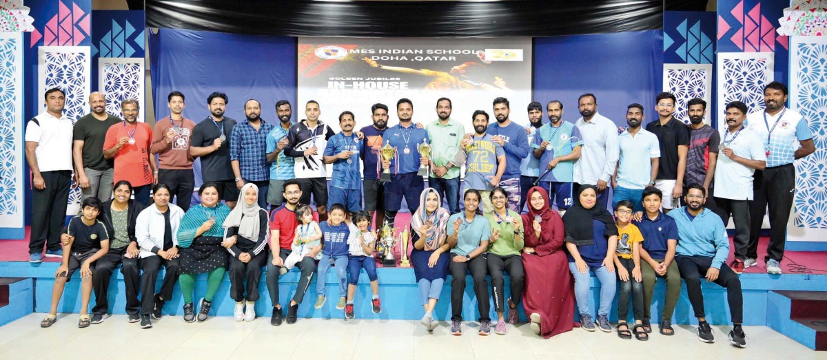 Winners and participants during the badminton tournament.