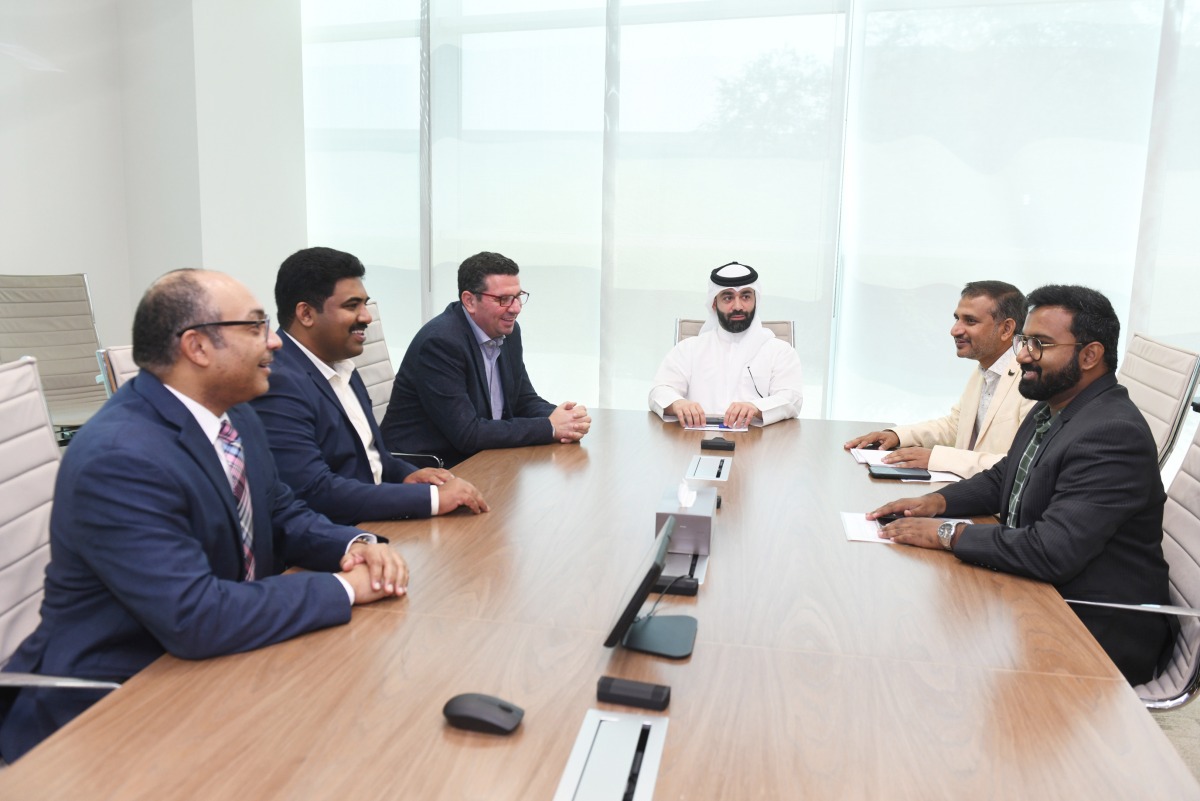 Acting Executive Director of the Qatar Environment and Energy Research Institute, Dr. Tareq Al Ansari (centre) and other QEERI officials during the interview with The Peninsula team.