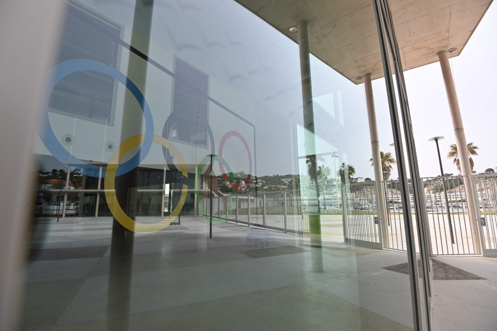 A photo shows the future Paris 2024 Olympic Games sailing venue at the Marina Olympique nautical base in Marseille, southern France, on March 29, 2024. (Photo by Sylvain THOMAS / AFP)

