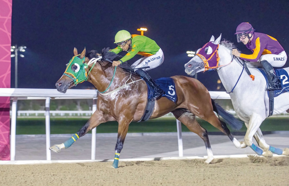 Arnaud De Lepine and Afandem lead during the feature yesterday. PIC: Juhaim/QREC  