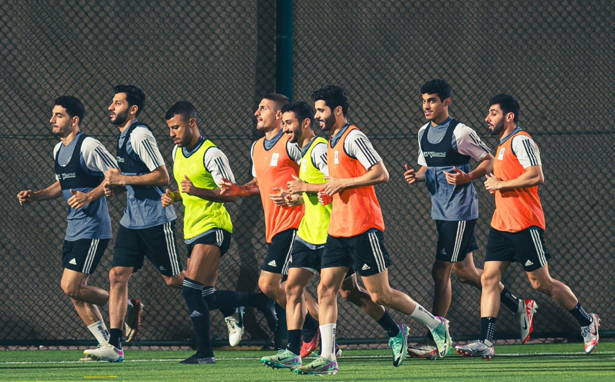 Al Arabi players during a training session ahead of the Round of 16. 