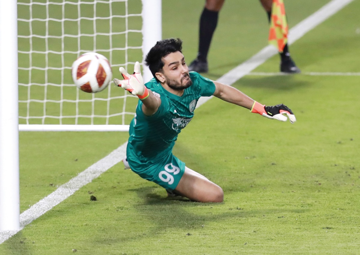 Al Wakrah goalkeeper Omair Al Sayed in action.