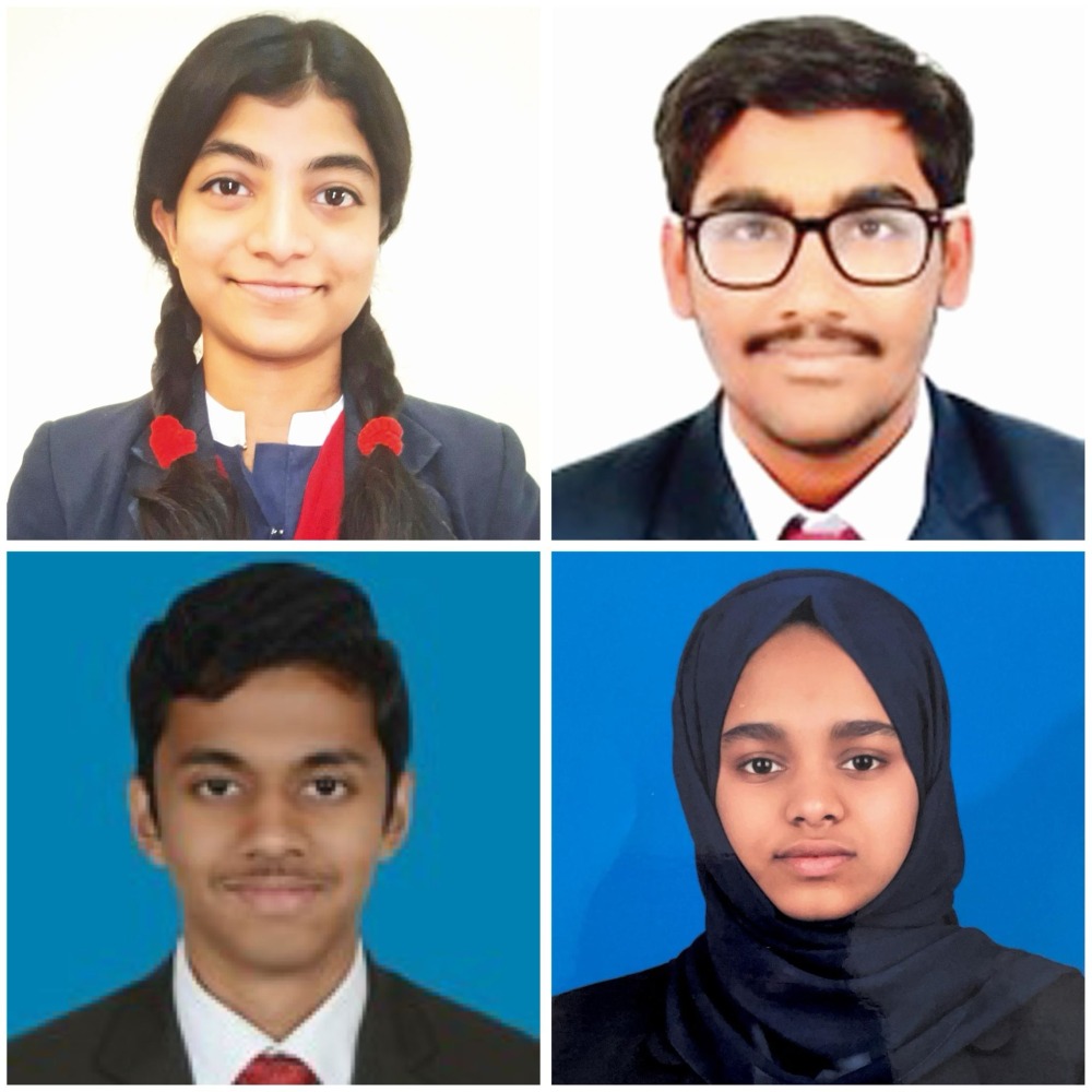 From top left clockwise: Jiya Jayaprakash, Ali Faiyaz Ahmed Ansari, Aysha Abdul Azees and Johann Cherian George.  