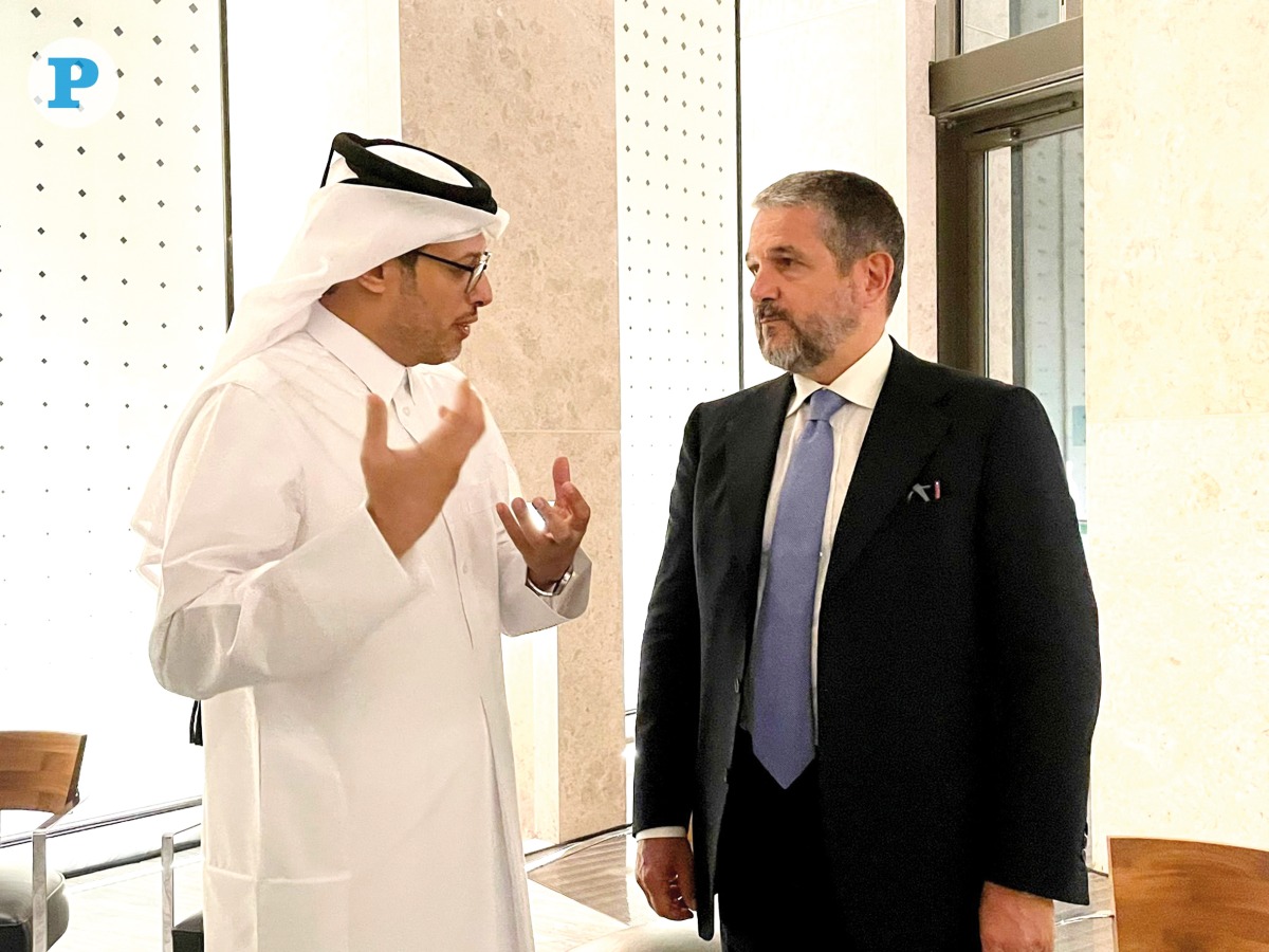 Italy’s Deputy Minister of Enterprises and Made in Italy H E Valentino Valentini (right) and Msheireb Properties Senior Director of Commercial Assets Mubarak Al Boanin during the opening of the exhibit. Pic by Joelyn Baluyut/The Peninsula