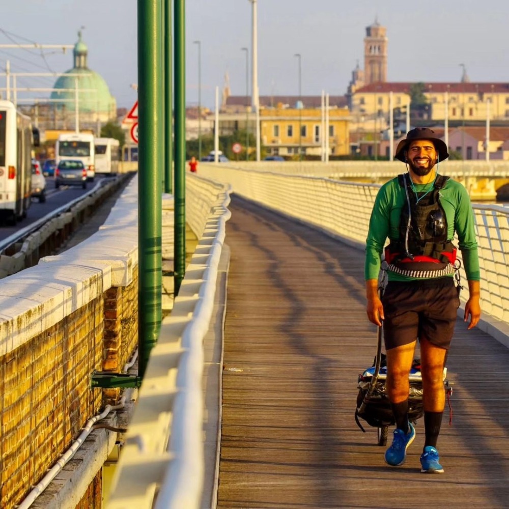 Mohamed Boulabiar walking through Venice. Picture: Instagram 