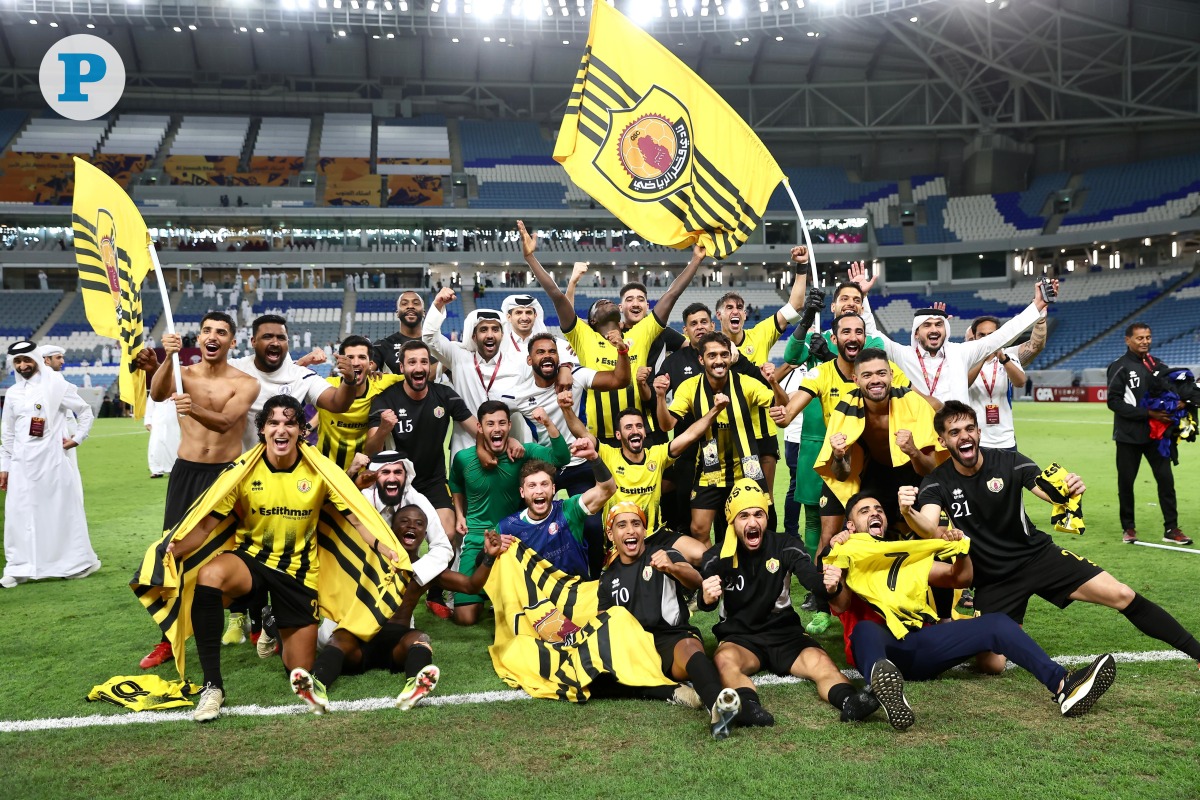 Qatar SC's players and officials celebrate after reaching the final. PICS: Mohammed Faraj/The Peninsula 