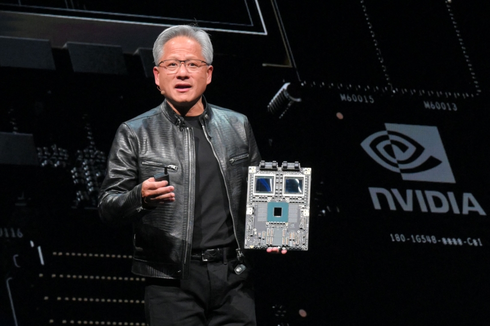 Nvidia's CEO Jensen Huang delivers his keystone speech ahead of Computex 2024 in Taipei on June 2, 2024. (Photo by Sam YEH / AFP)