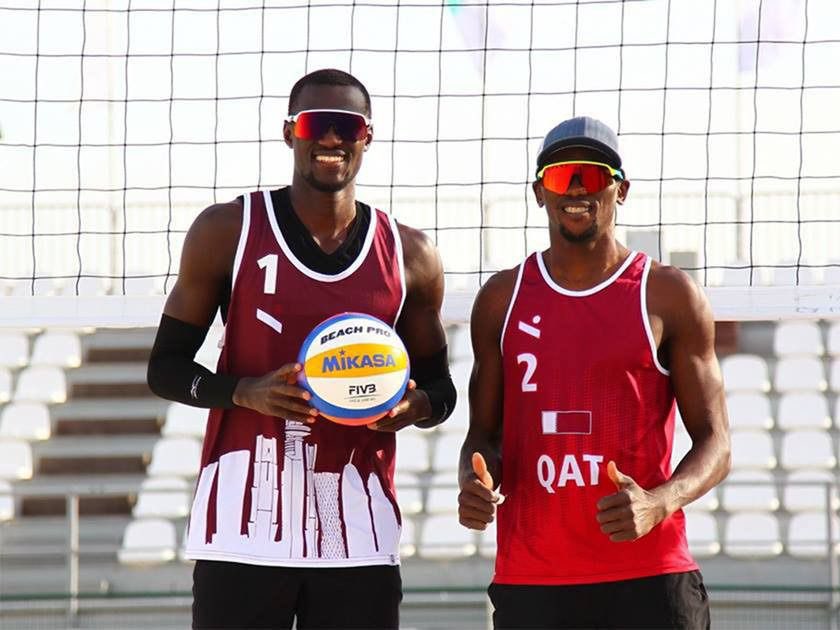 Qatar's Cherif  Younousse (left) and Ahmed Tijan are ranked 12th in the FIVB standings for the Paris 2024 Olympics.