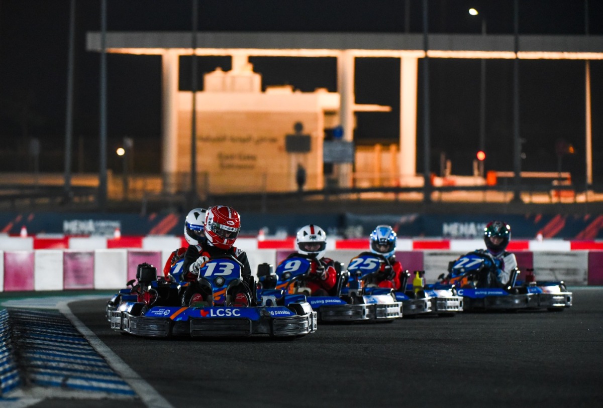 Action during the final round of the 2024 Qatar Karting Championship.