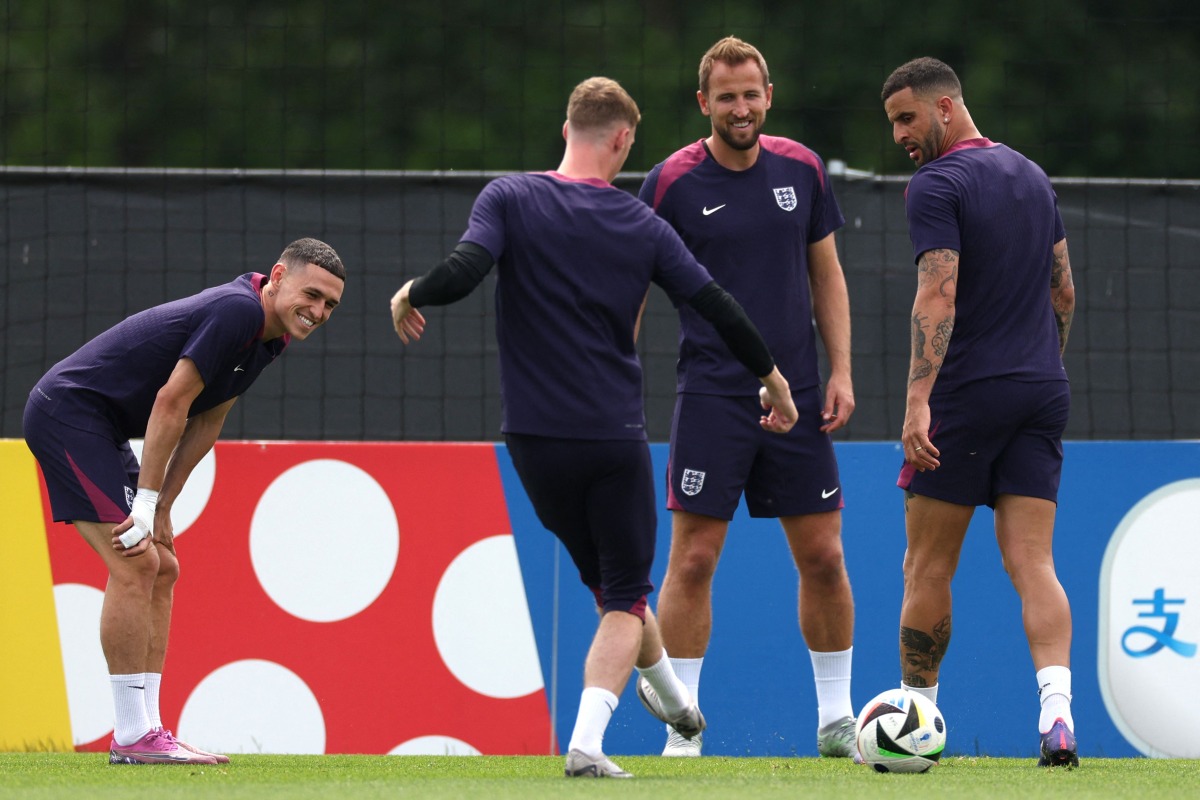 England’s players attend a training session at the team’s base camp in Blankenhain, Thuringia yesterday. AFP