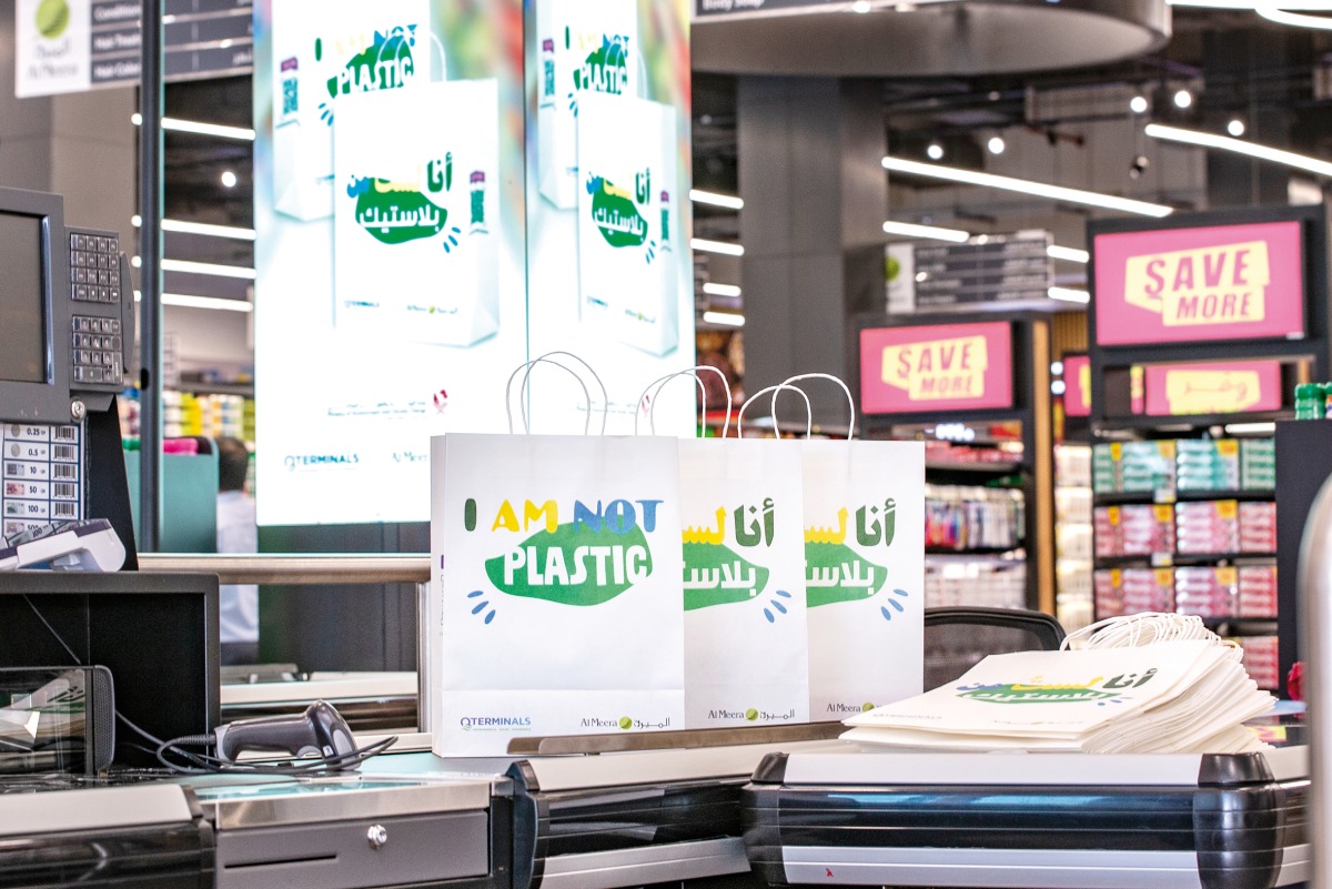 Eco-friendly shopping bags introduced by Al Meera in its branches across Qatar.