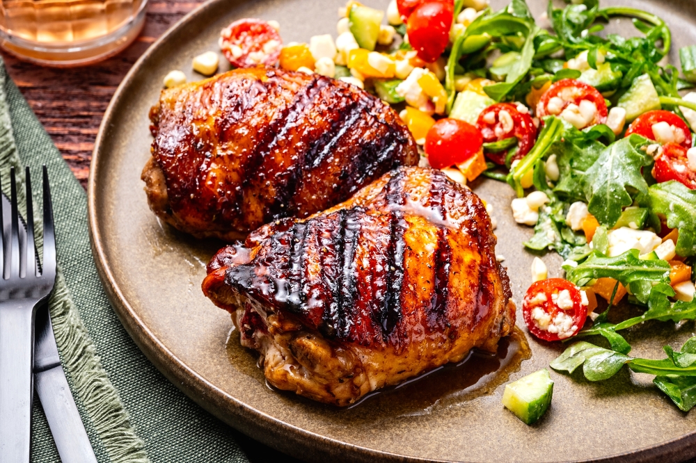 Vinaigrette-Marinated Grilled Chicken Thighs. Photos by Scott Suchman for The Washington Post; food styling by Lisa Cherkasky for The Washington Post