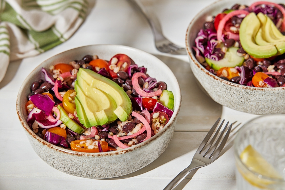 Barley and Black Bean Salad With Pickled Vegetables. Picture: Tom McCorkle for The Washington Post; food styling by Gina Nistico for The Washington Post