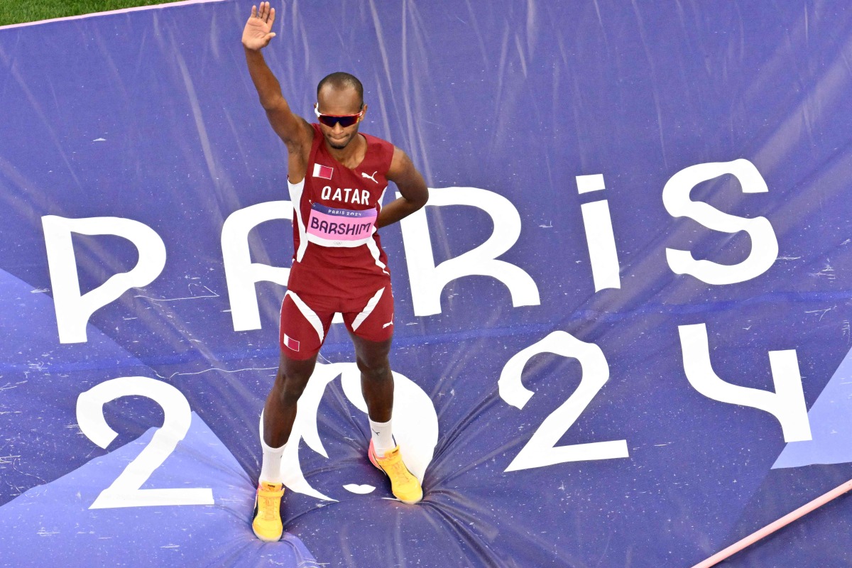 Qatar’s Mutaz Barshim reacts after competing in the men’s high jump final. Pictures: AFP