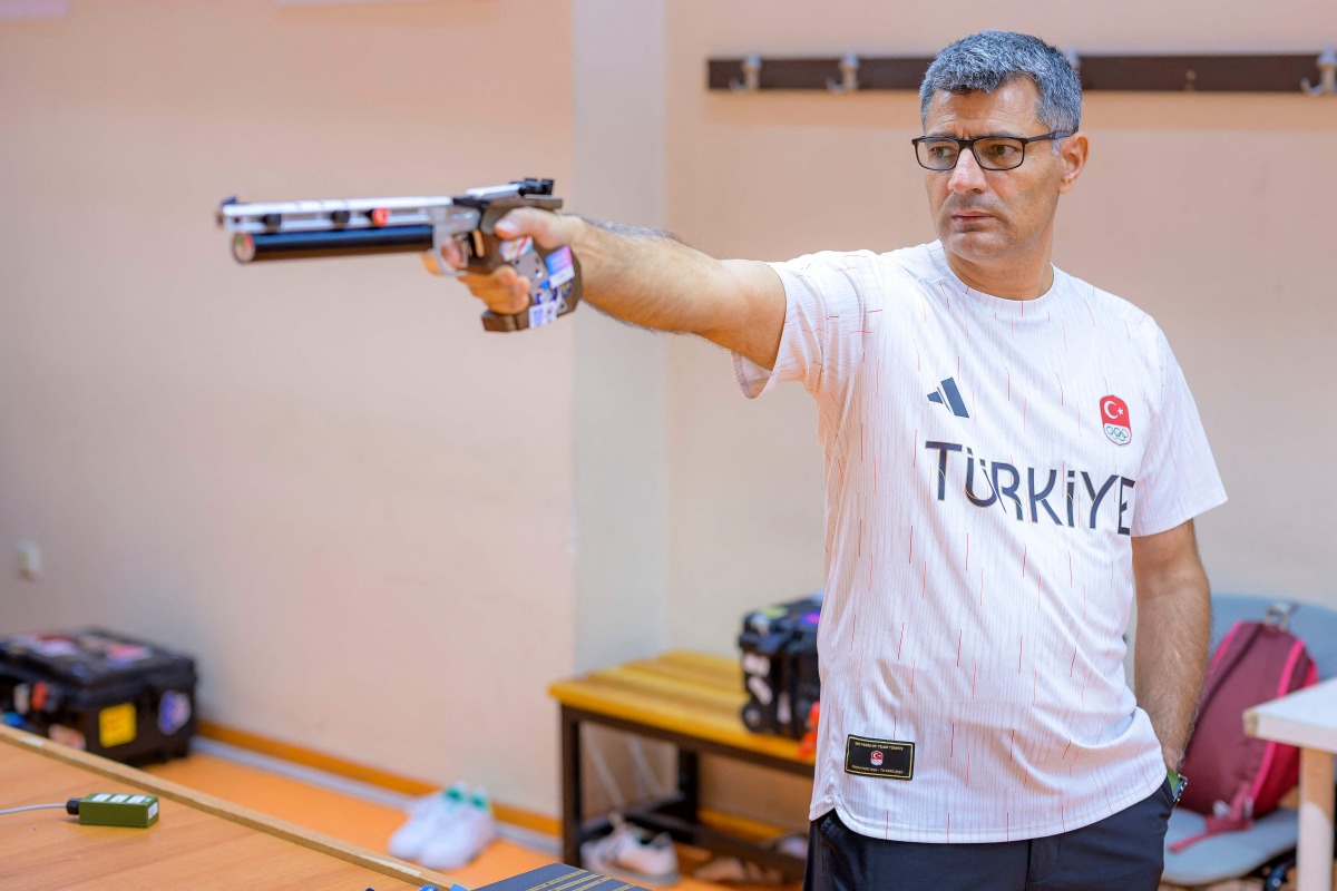 Turkish shooter Yusuf Dikec in action. 