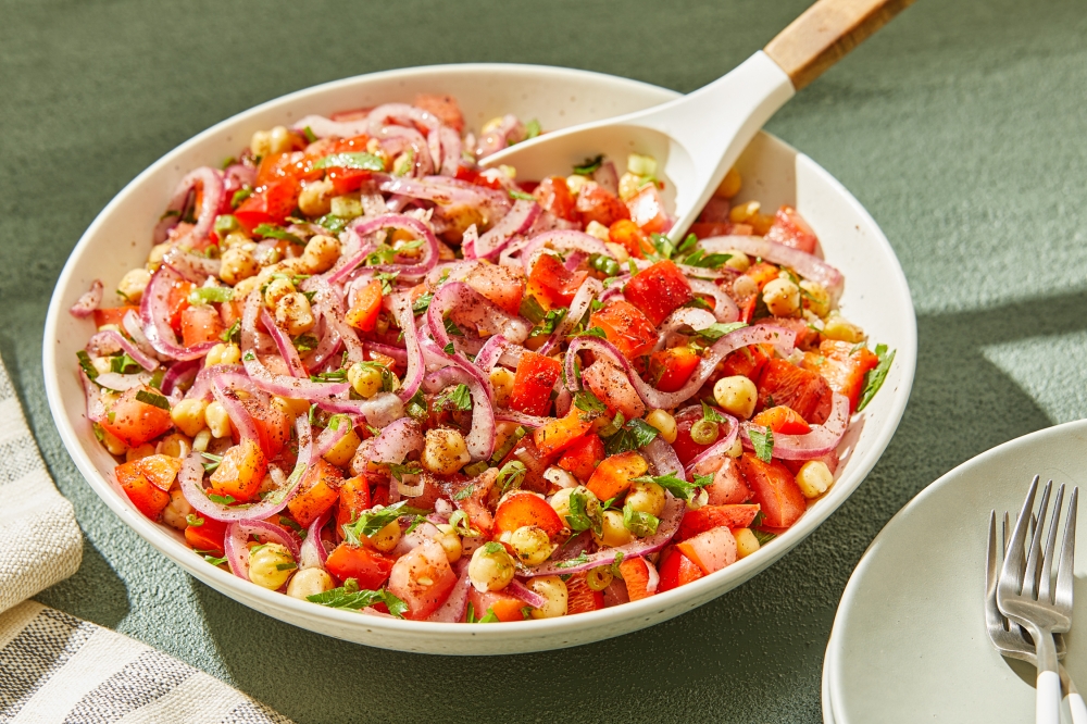 Chickpea salad with sumac onions. (Photo by Tom McCorkle for The Washington Post)