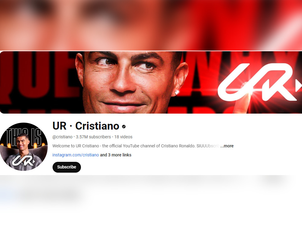 Screengrab from Cristiano Ronaldo's official YouTube channel 