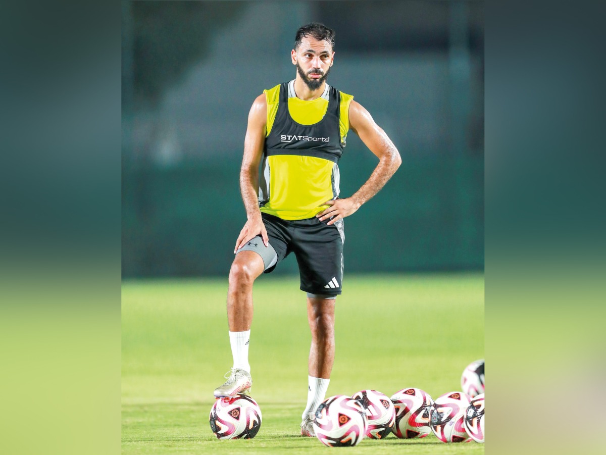 Farid Boulaya during his first training session with Al Wakrah.