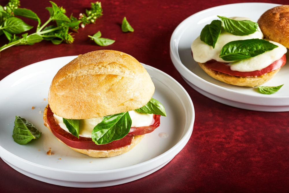 Melty Caprese Sandwiches. (Photo by Rey Lopez for The Washington Post; food styling by Lisa Cherkasky for The Washington Post)