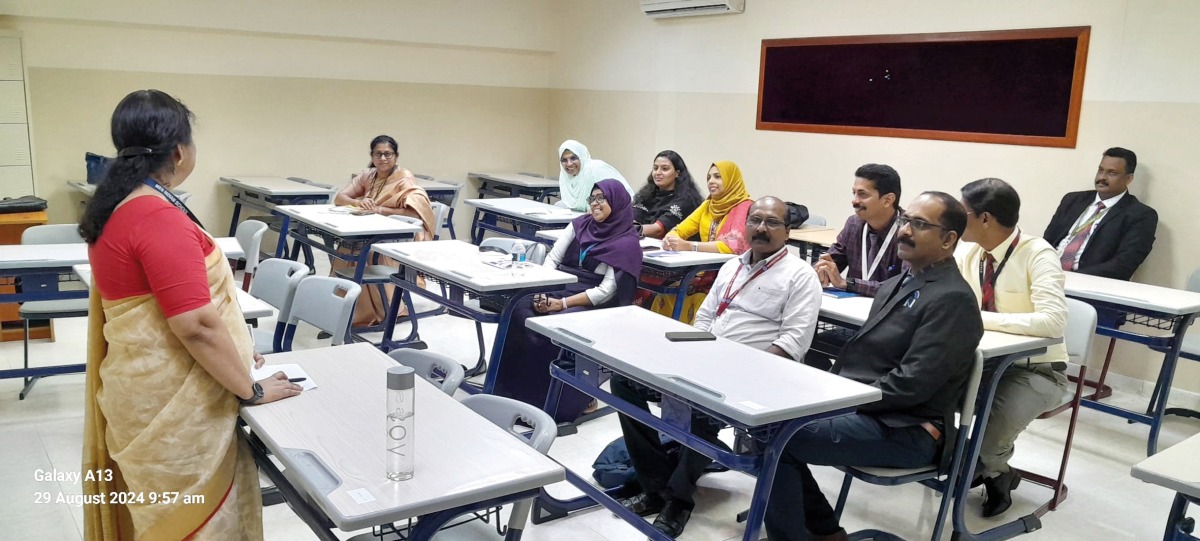 Coordinator of Department of Malayalam, Bijily Mohanakumar presenting a session.