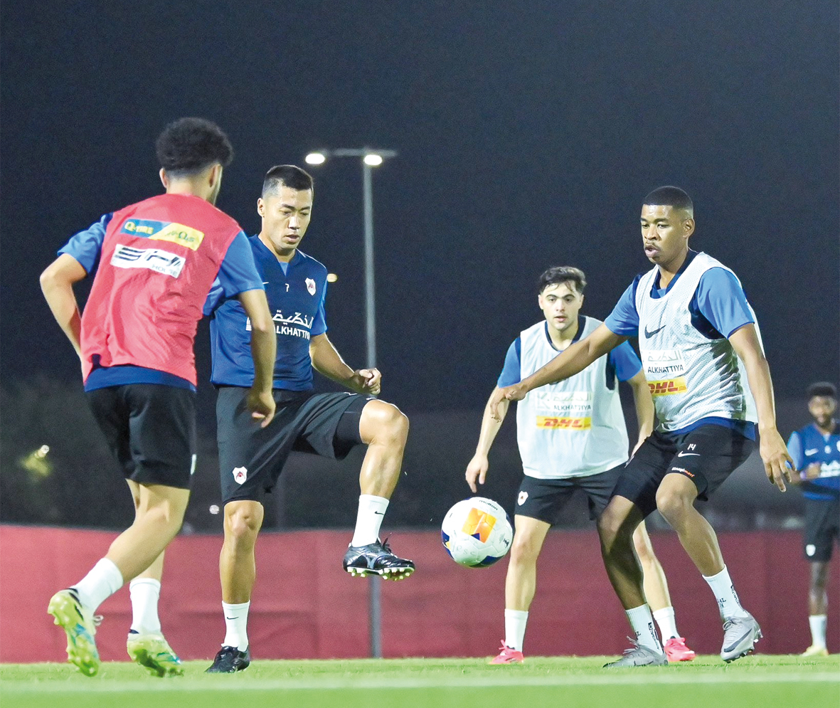 Al Rayyan players in action during a training session.  