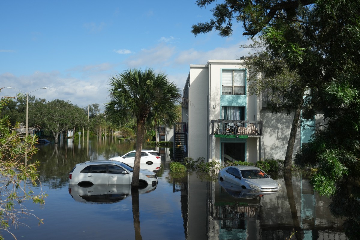 File photo of vehicles flooded in an apartment complex in Clearwater, Florida, following the passage of Hurricane Milton on October 10, 2024. 