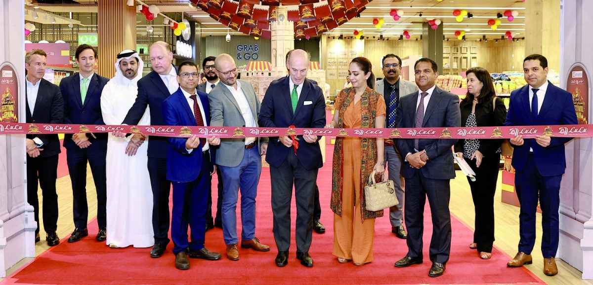 Ambassador of Spain to Qatar H E Javier Carbajosa Sanchez (centre) and Lulu Group Director of Global Operations Dr. Mohamed Althaf (second right), with other officials inaugurating 'Festival of Spain'.