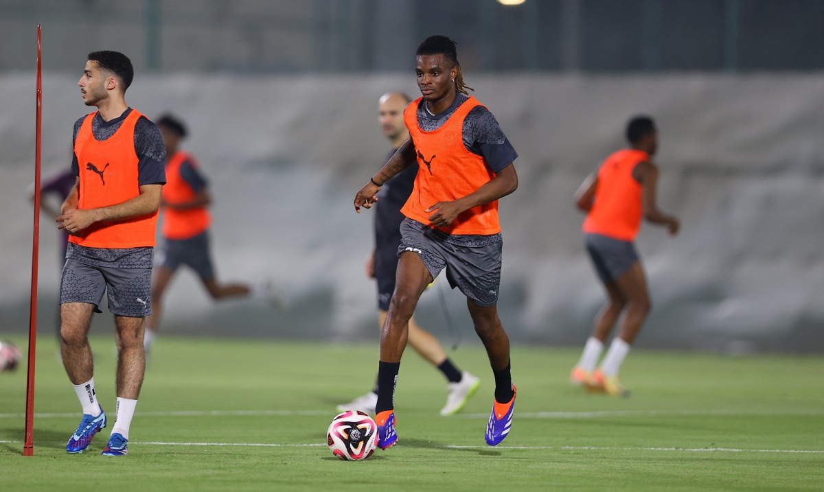 Al Duhail players during a training session to prepare for the game against Al Ahli.  