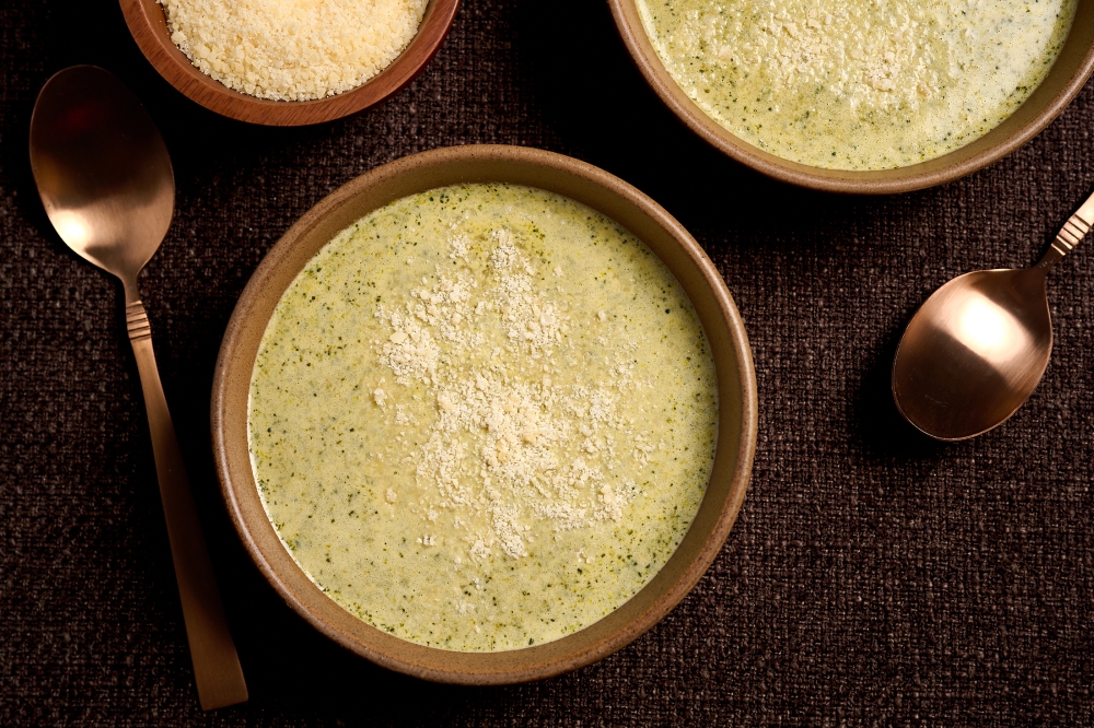 Broccolini Parmesan Soup. Peggy Cormary for The Washington Post; food styling by Lisa Cherkasky for The Washington Post