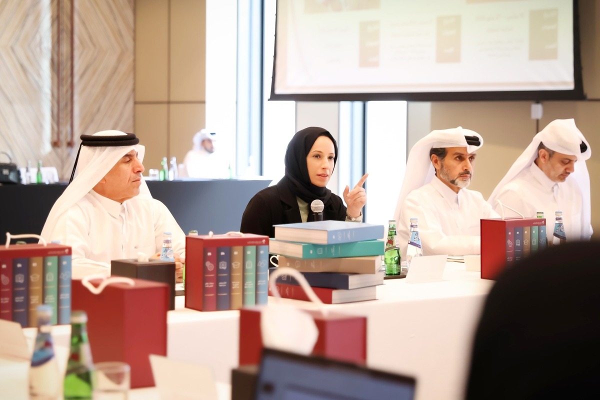 Minister of Education and Higher Education H E Buthaina bint Ali Al Jabr Al Nuaimi and other officials during the meeting.