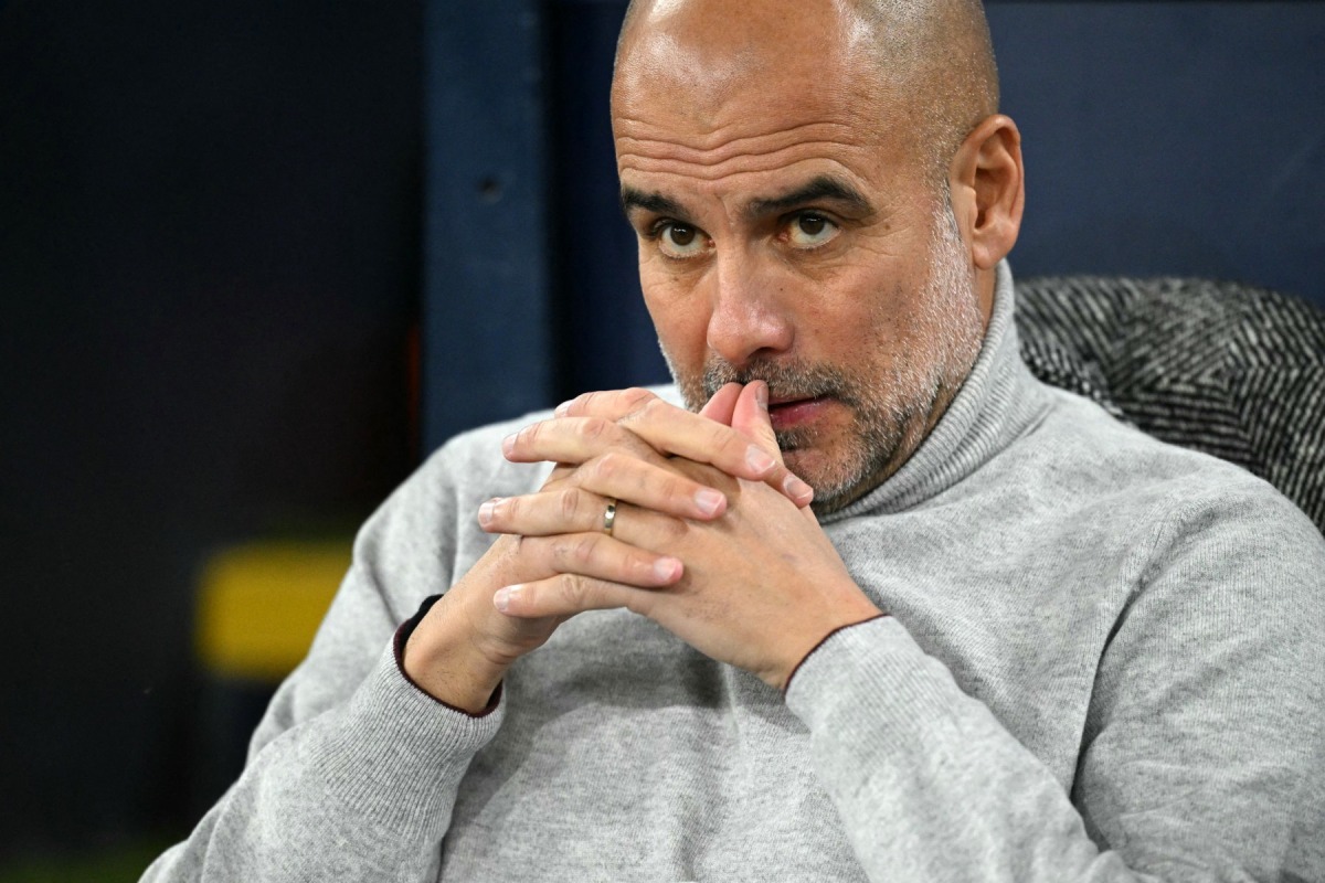 Photo used for demonstration purposes. Manchester City's Spanish manager Pep Guardiola reacts before the UEFA Champions League football match between Manchester City and Sparta Prague at the Etihad Stadium in Manchester, north west England, on October 23, 2024. Photo by Oli SCARFF / AFP.