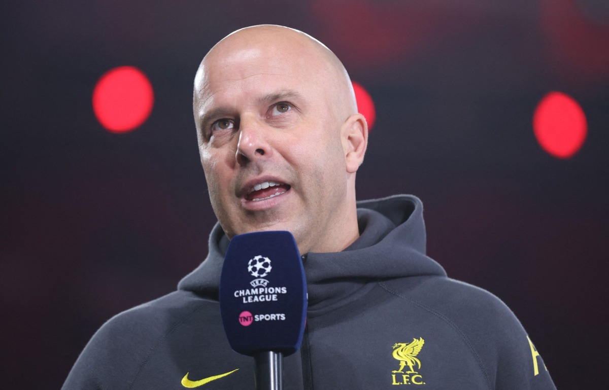 Liverpool's Dutch manager Arne Slot gives an interview ahead the UEFA Champions League football match between RB Leipzig and Liverpool FC in Leipzig, eastern Germany on October 23, 2024. (Photo by Ronny HARTMANN / AFP)