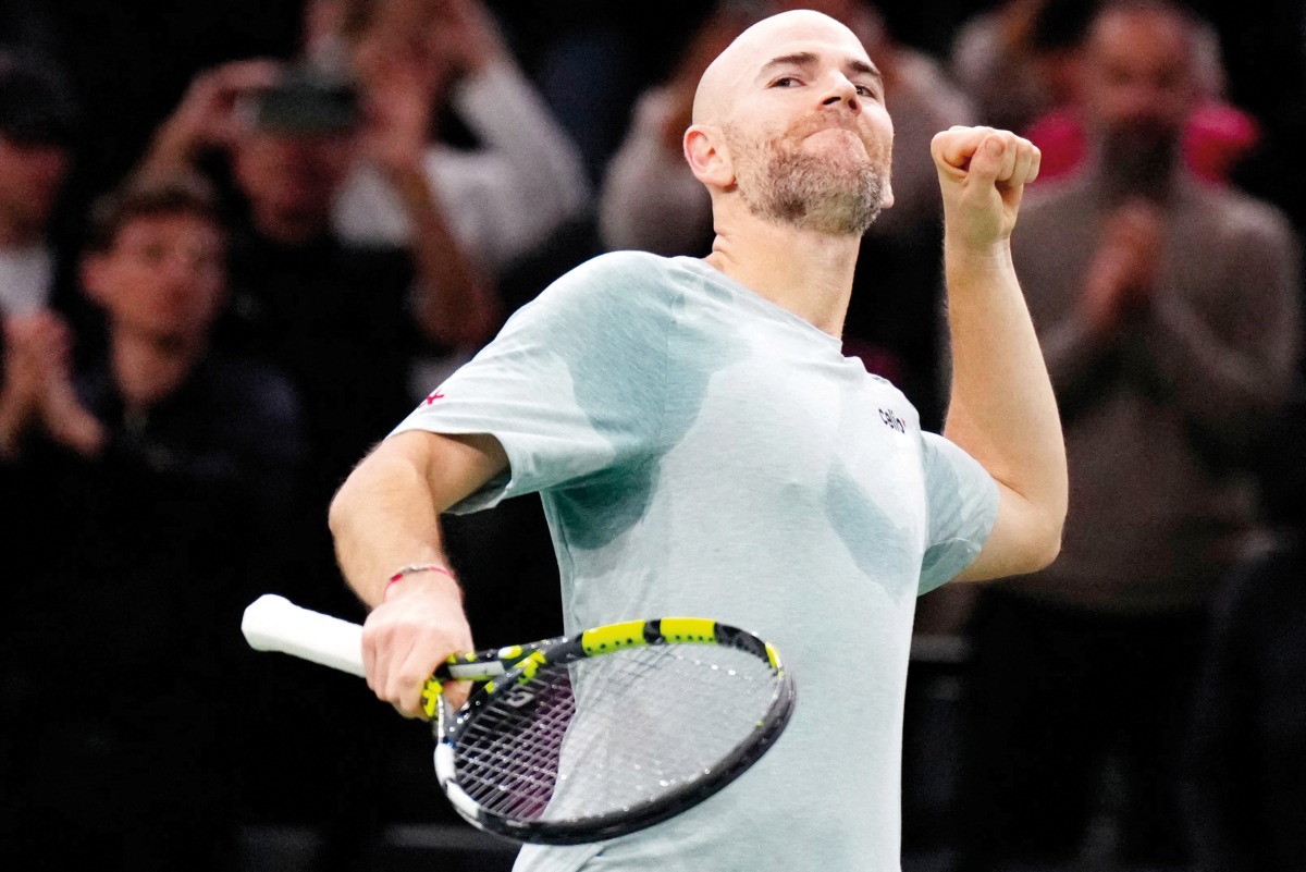 France’s Adrian Mannarino celebrates after defeating US’ Tommy Paul.