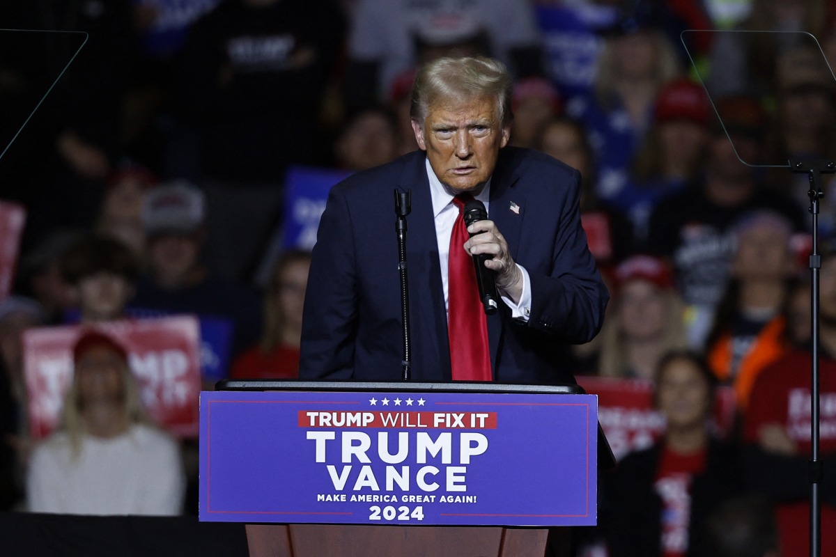 Republican presidential nominee, former U.S. President Donald Trump holds a campaign rally at the Fiserv Forum, the same place that hosted last summer's Republican National Convention, on November 01, 2024 in Milwaukee, Wisconsin. (Photo by CHIP SOMODEVILLA / GETTY IMAGES NORTH AMERICA / Getty Images via AFP)