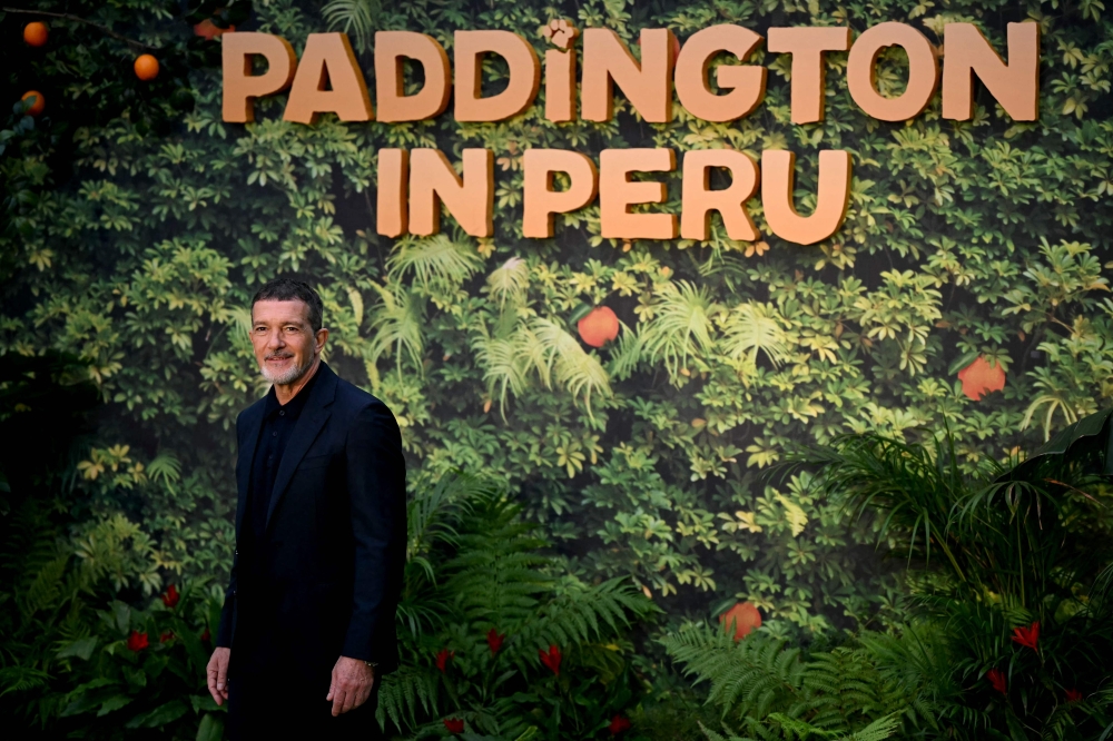 Spanish actor Antonio Banderas poses on the red carpet upon arrival to attend the world premiere of 